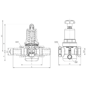 Zawór bezpieczeństwa Seria 430, Rozmiar gwintu (2): 1/2" B