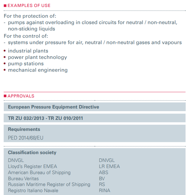 Zawór bezpieczeństwa Seria 631, Średnica nominalna DN: DN