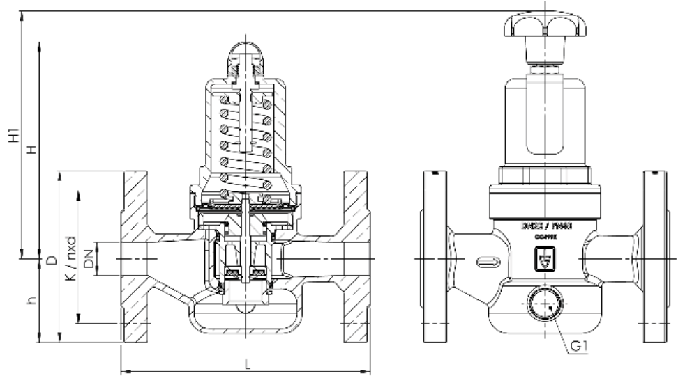 Zawór bezpieczeństwa Seria 631, Średnica nominalna DN: DN