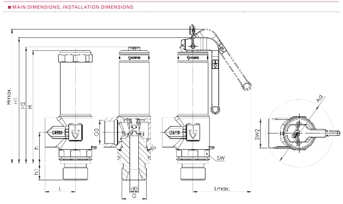Zawór bezpieczeństwa Seria 2400, Rozmiar gwintu (2): 3/4" 