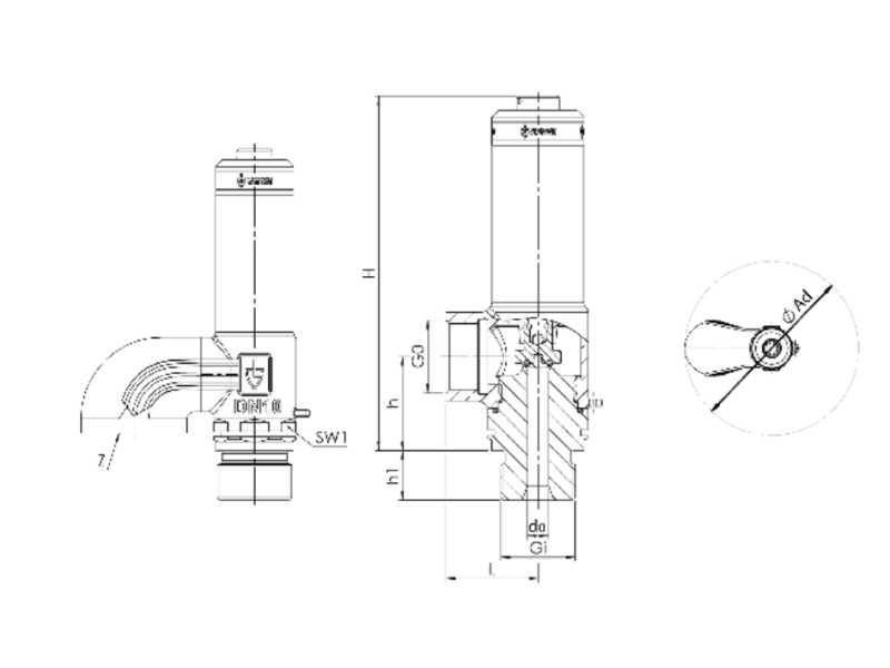Zawór bezpieczeństwa Seria 2580, Rozmiar gwintu (2): 3/8" 