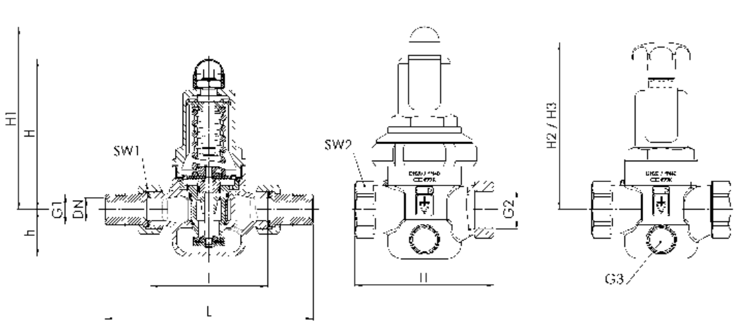 Zawór redukujący ciśnienie Seria 681, Rozmiar gwintu (2):