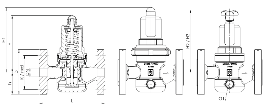 Zawór redukujący ciśnienie Seria 482, Średnica nominalna