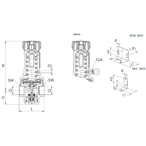 Zawór redukujący ciśnienie Seria 484, Rozmiar gwintu (2):