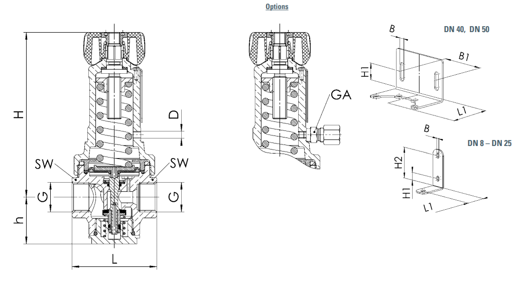 Zawór redukujący ciśnienie Seria 684, Rozmiar gwintu (2):