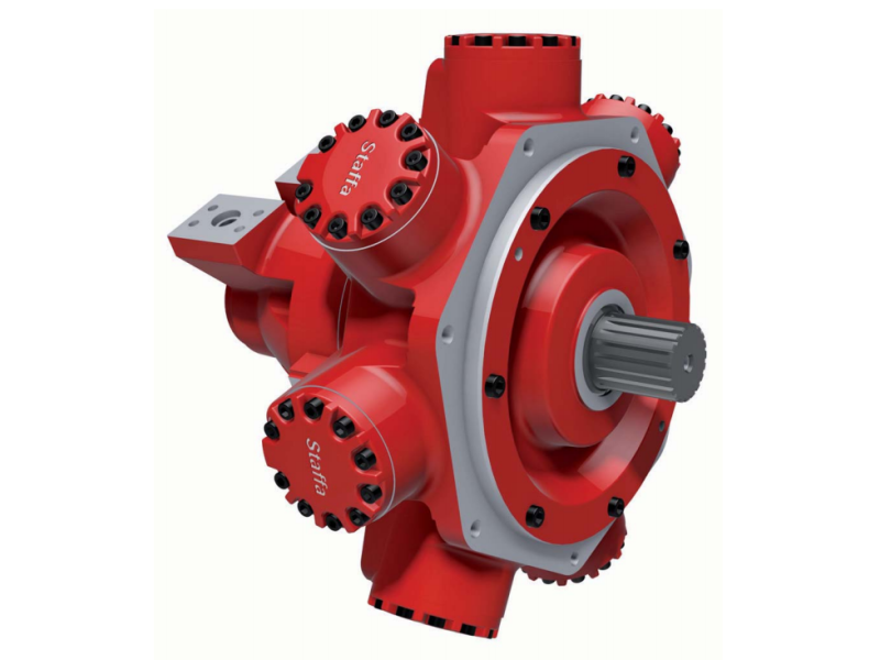Silnik z tłokiem radialnym o podwójnej pojemności skokowe