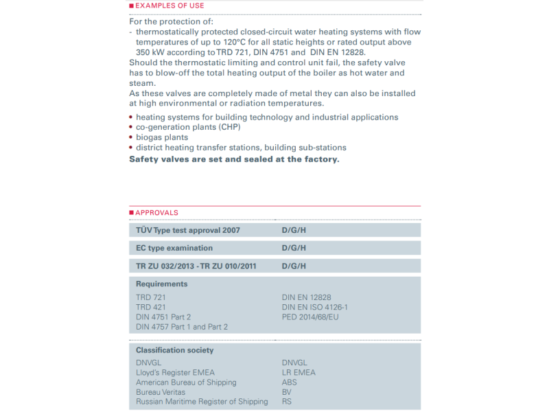 Zawór bezpieczeństwa Seria 852bHL, Średnica nominalna DN: