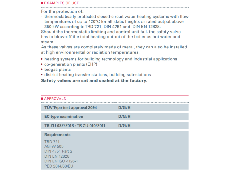 Zawór bezpieczeństwa Seria 455bHL, Średnica nominalna DN: