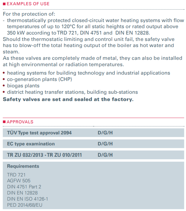 Zawór bezpieczeństwa Seria 455bHL, Średnica nominalna DN: