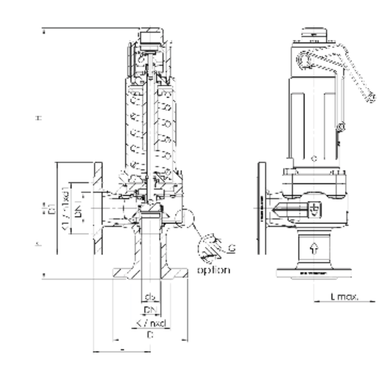 Zawór bezpieczeństwa Seria 455bHL, Średnica nominalna DN: