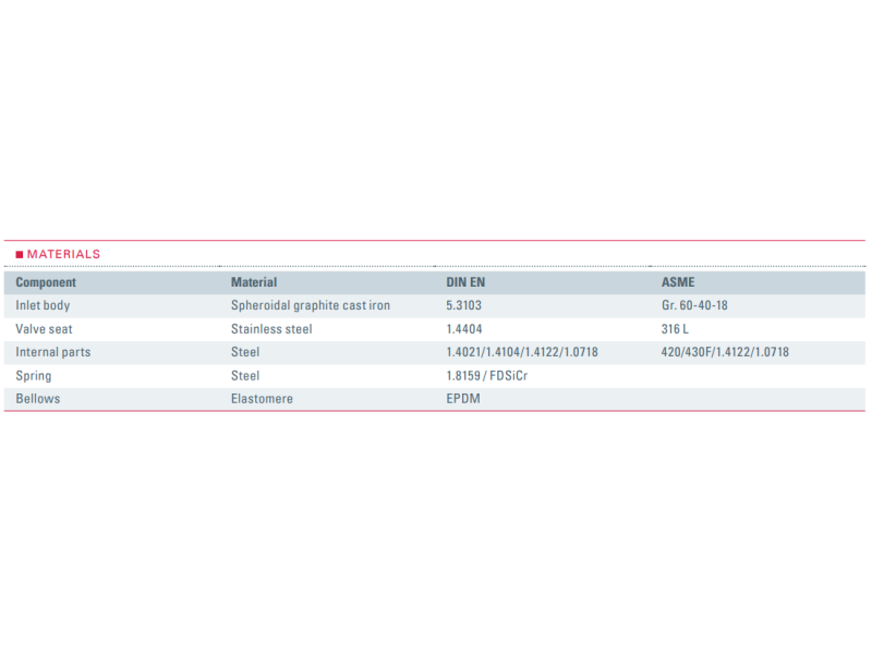 Zawór bezpieczeństwa Seria 355bHL, Średnica nominalna DN: