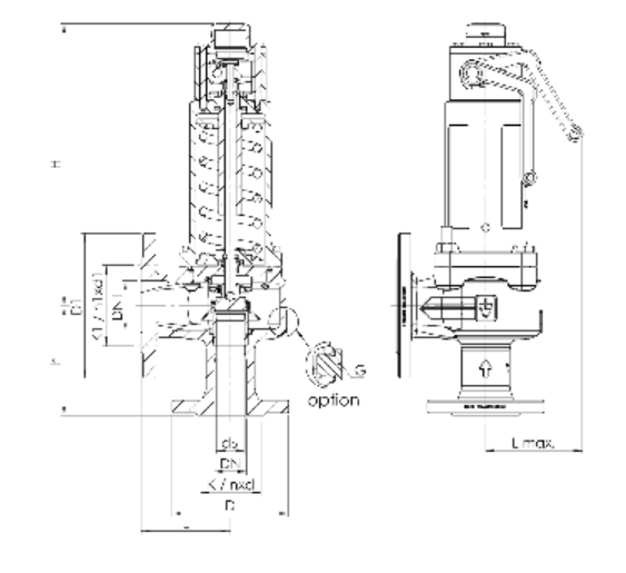 Zawór bezpieczeństwa Seria 355bHL, Średnica nominalna DN: