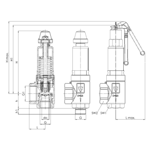 Zawór bezpieczeństwa Seria 451bHF, Rozmiar gwintu (2): 3/4