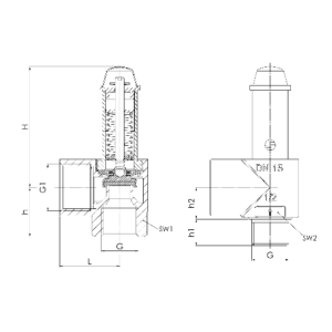 Zawór bezpieczeństwa Seria 651mSK, Rozmiar gwintu (2): 3/4