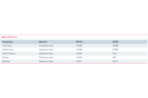 Zawór bezpieczeństwa Seria 452bGL, Średnica nominalna DN: