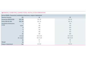 Zawór bezpieczeństwa Seria 452bGL, Średnica nominalna DN: