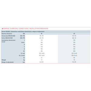 Zawór bezpieczeństwa Seria 452bGL, Średnica nominalna DN: