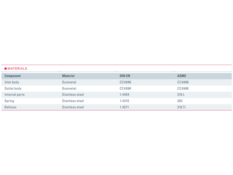 Zawór bezpieczeństwa Seria 852bGL, Średnica nominalna DN: