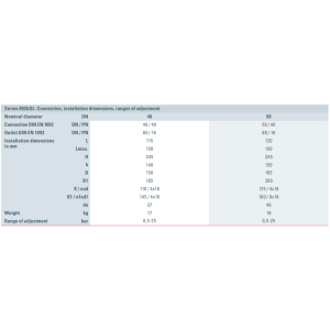 Zawór bezpieczeństwa Seria 852bGL, Średnica nominalna DN: