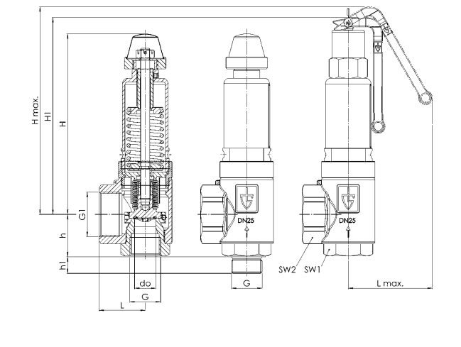 Zawór bezpieczeństwa Seria 451bH, Rozmiar gwintu (2): 1/2"