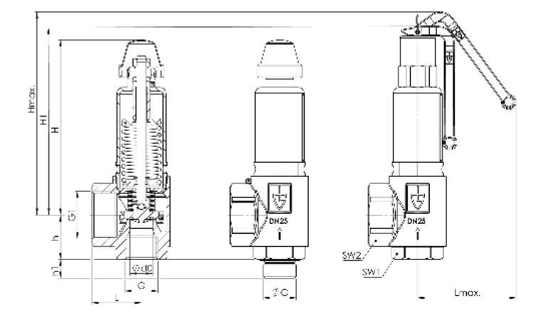 Zawór bezpieczeństwa Seria 851bH, Rozmiar gwintu (2): 1/2"