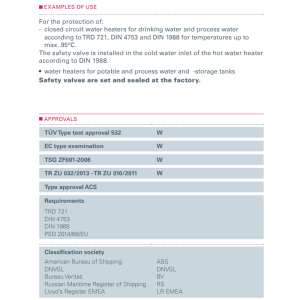 Zawór bezpieczeństwa Seria 651mWNK, Rozmiar gwintu (2): 1/