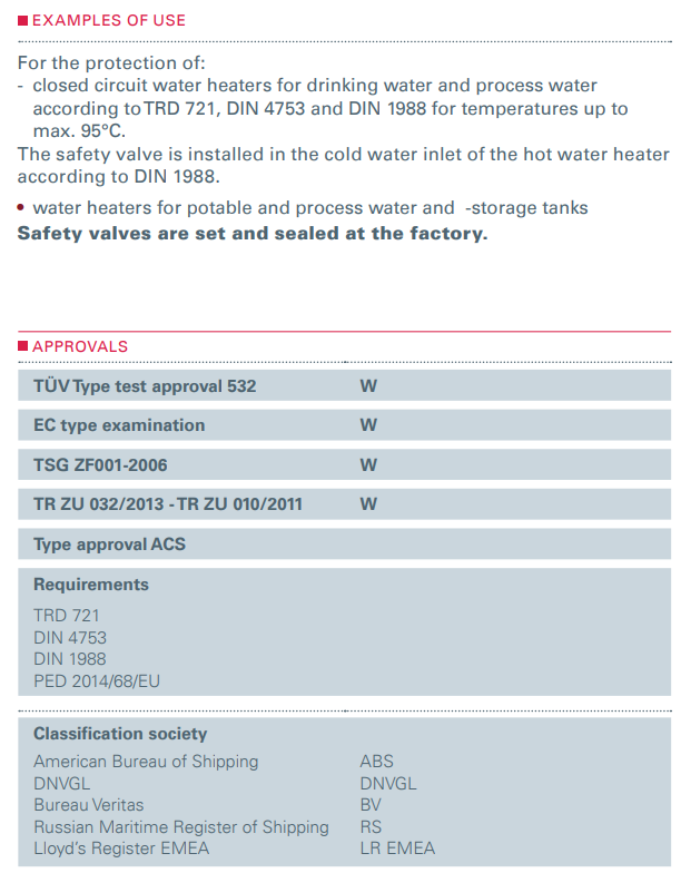 Zawór bezpieczeństwa Seria 651mWNK, Rozmiar gwintu (2): 1/