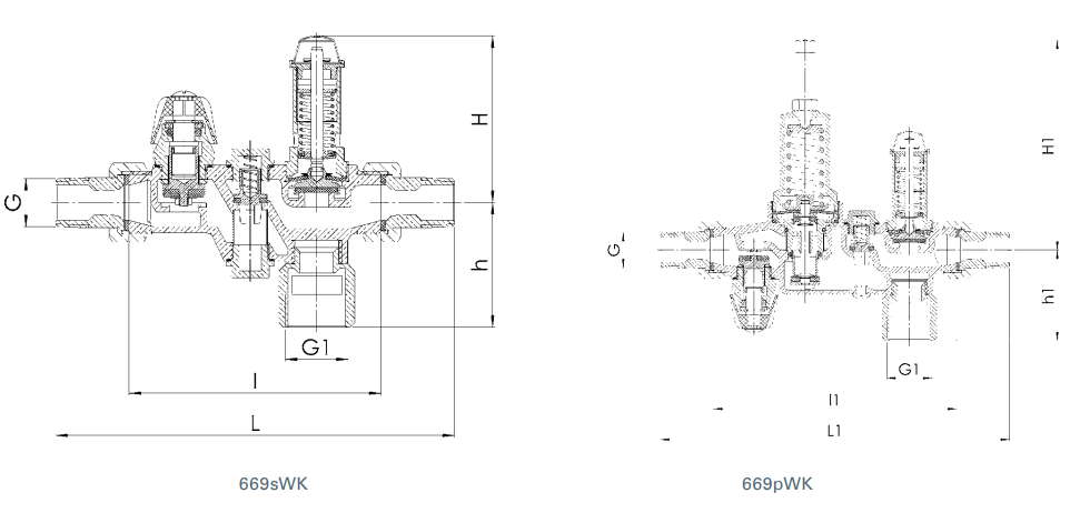 Zawór bezpieczeństwa Seria 669, Rozmiar gwintu (2): 3/4" B