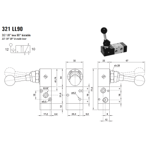 Zawór sterowany manualnie 321 ML90/LL90/CL90, Funkcje: Bez 