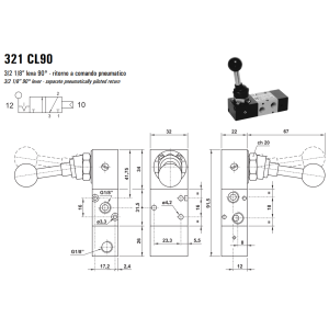 Zawór sterowany manualnie 321 ML90/LL90/CL90, Funkcje: Bez 