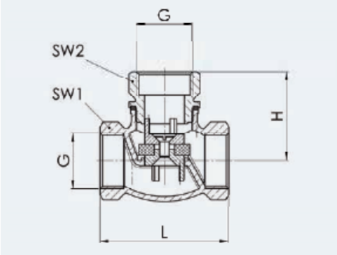 Zawór zwrotny Typ 647, Rozmiar gwintu (2): 3/4" BSPP, Śred