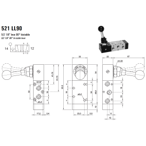 Zawór sterowany manualnie 521 ML90/LL90/CL90, Funkcje: Bez 