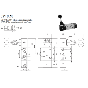 Zawór sterowany manualnie 521 ML90/LL90/CL90, Funkcje: Bez 