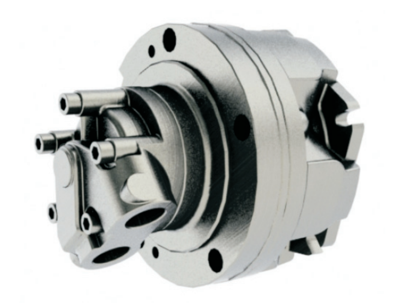 Silnik hydrauliczny z tłokiem radialnym o podwójnej pojemn