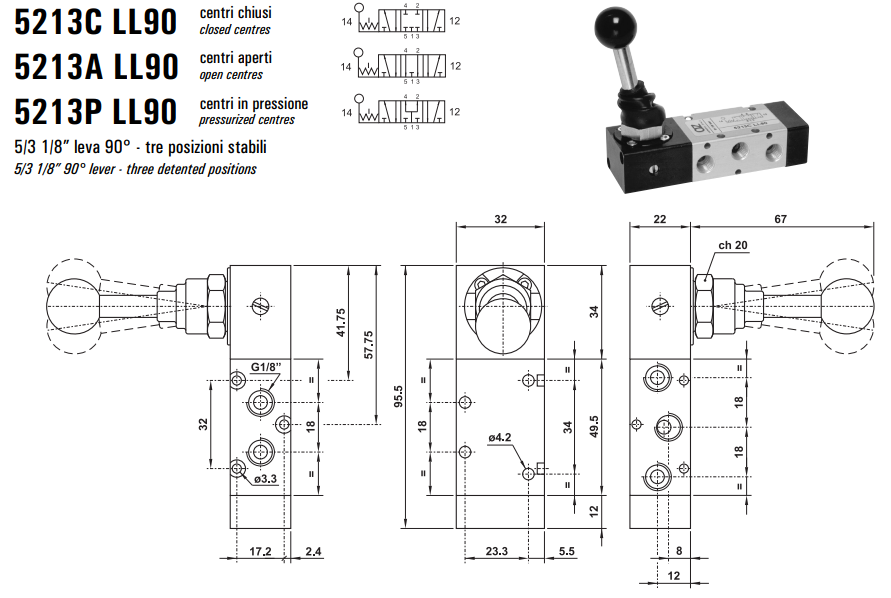 Zawór sterowany manualnie 5213 C/A/P ML900/LL90