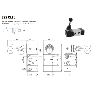 Zawór sterowany manualnie 322 ML90/LL90CL90, Funkcje: Bez s