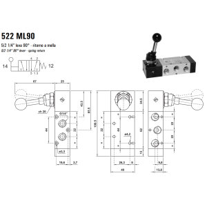 Zawór sterowany manualnie 522 ML90/LL90/CL90, Funkcje: Bez 