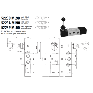 Zawór sterowany manualnie 5223 C/A/P ML90/LL90, Elektrozawo