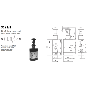 Zawór sterowany manualnie 322 MT/TT, Funkcje: Bez sprężyn