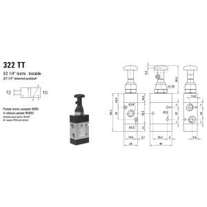 Zawór sterowany manualnie 322 MT/TT, Funkcje: Bez sprężyn