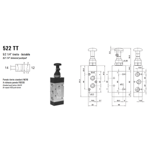 Zawór sterowany manualnie 522 MT/TT, Funkcje: Bez sprężyn