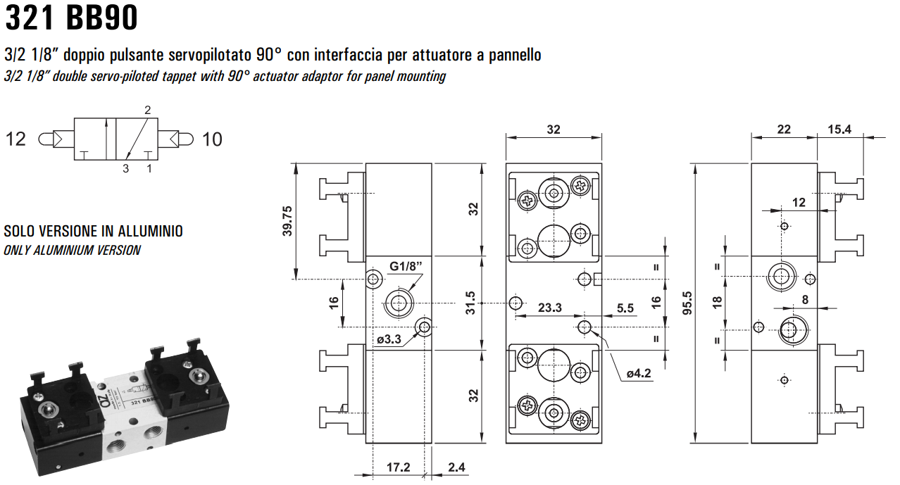 Zawór 321 sterowany manualnie przyciskiem