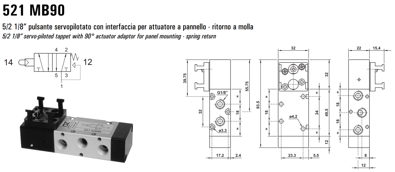 Zawór 521 sterowany manualnie przyciskiem