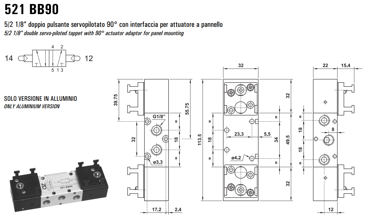 Zawór 521 sterowany manualnie przyciskiem