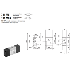 Zawór 731 MC/MCA/CC/CCD/CFP pneumatyczny 18mm