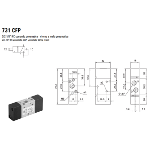 Zawór 731 MC/MCA/CC/CCD/CFP pneumatyczny 18mm