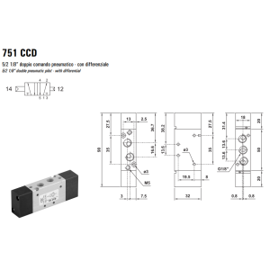 Zawór 751 MC/CC/CCD/CFP pneumatyczny 18mm