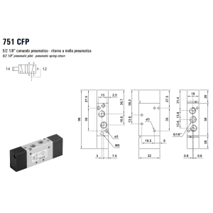 Zawór 751 MC/CC/CCD/CFP pneumatyczny 18mm