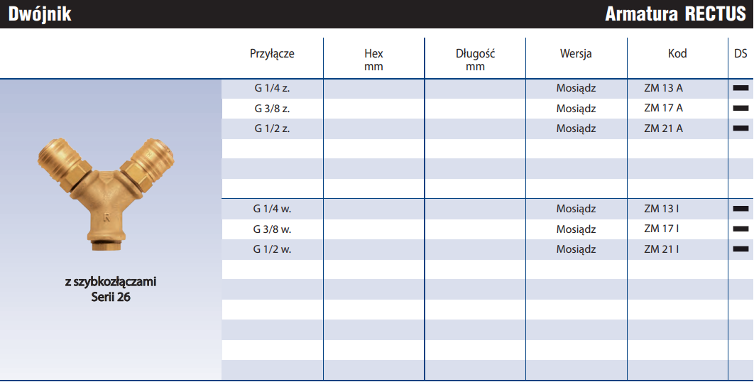 Dwójnik ze szybkozłączami Serii 26 ZM