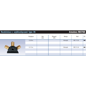 Rozdzielacz z szybkozłączami Typu 26 WD